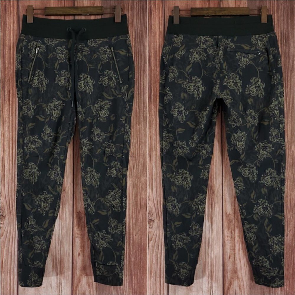 Athleta Womens Sz 4 Trekkie North Printed Jogger Green Floral Athleisure 657666